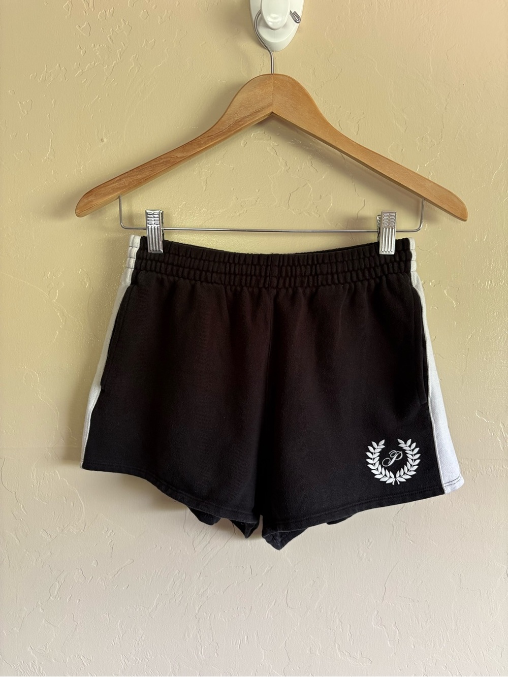 VS PINK Black & White Lounge Cotton Blend Drawstring Sweatshorts Size Small